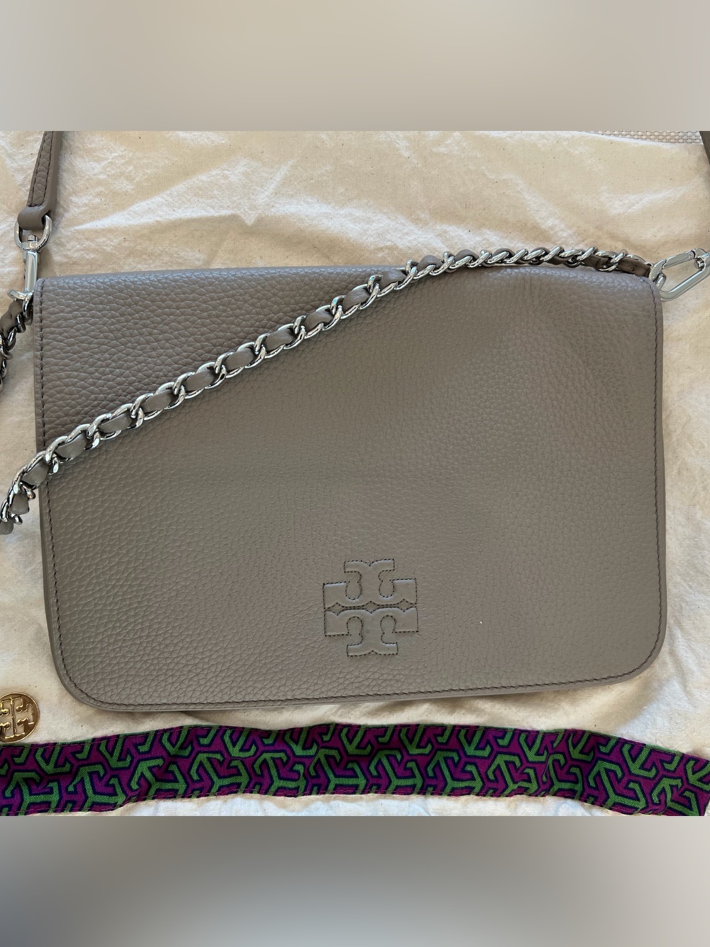 Tory Burch Black Floral Leather Crossbody
